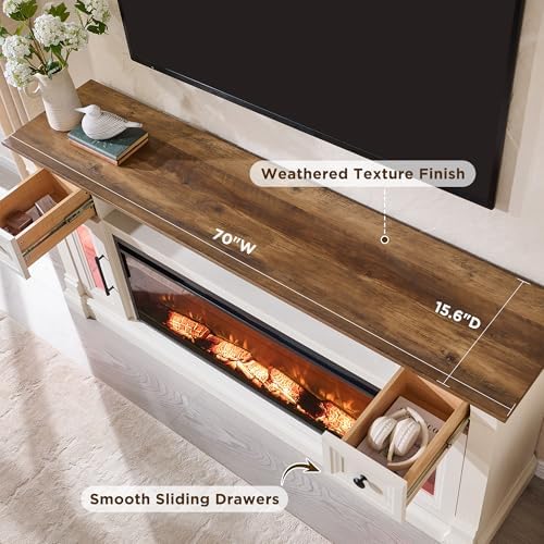 OKD 70" Farmhouse Fireplace TV Stand - Image 4