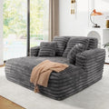 JEEOHEY 56" Oversized Chaise Lounge Chair Indoor, Plush Faux Fur Sleeper Sofa by JEEOHEY