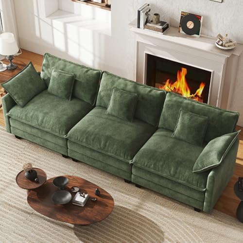 WorthFurni 111.4" Cloud Couch, Modular Sectional Sofa, Comfy Modern 3-Seater by WorthFurni