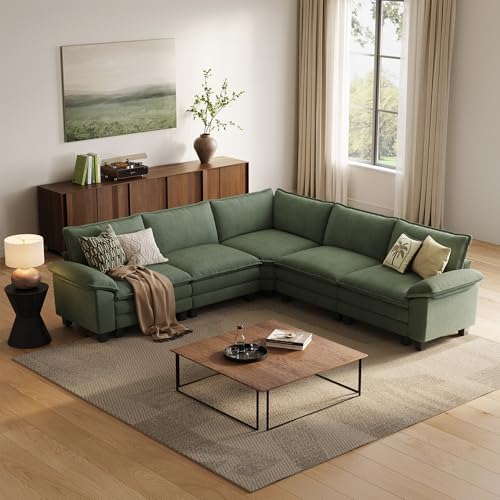 LINSY HOME Modular Sectional Sofa 5 Seat Couch Corduroy Cloud Couch by LINSYHOME