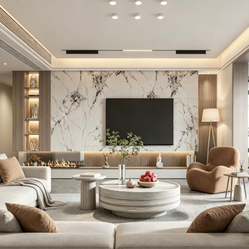 31.5" Modern Faux Marble Coffee Table - Image 3