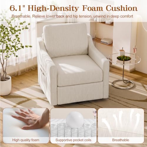 360° Swivel Accent Chair with High Back & Lumbar Support, Deep Seat - Image 5