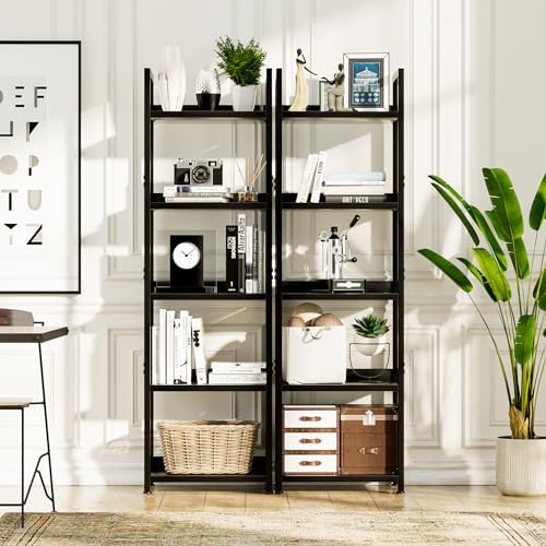 NUMENN Narrow Bookshelf, 5 Tier Bookshelves, Home Office Bookcase Shelf Storage - Image 2