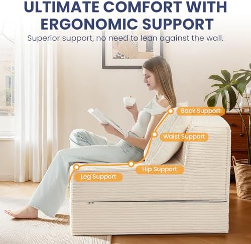 Erament Folding Sofa Bed, Portable Floor Couch Lounge Sofa - Image 5