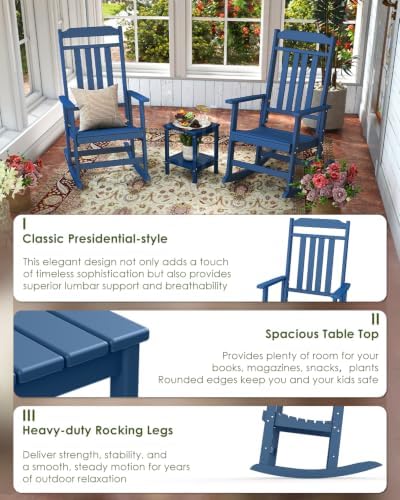 GREENVINES Outdoor Rocking Chairs Set, 2 Rockers w/ 1 Side Table - Image 5