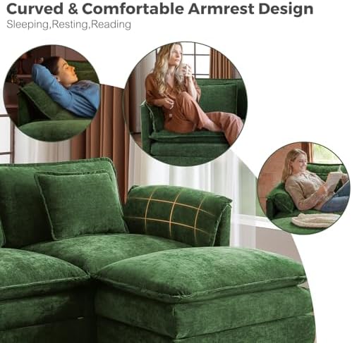 ELUCHANG 153" Oversized Modular Sectional Sofa, Comfy Chenille Cloud Couch - Image 5