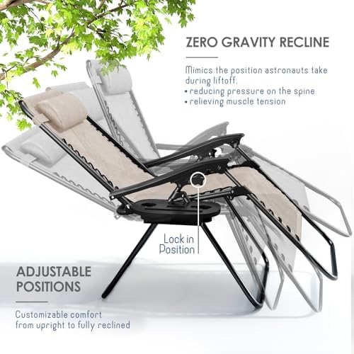 Nestl Zero Gravity Chairs Set of 6, Patio Lounge Chair Outdoor - Image 4