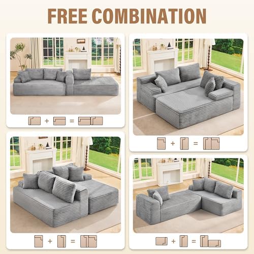 Hobestluk Boneless Couches Modular Sectional Sofa L-Shape Oversized Chaise - Image 5
