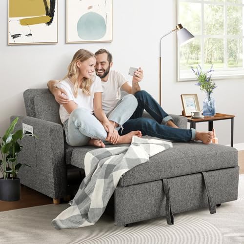 SEJOV Loveseat Sleeper, 3-in-1 Convertible Sofa Bed Pull Out, Dark Gray - Image 2