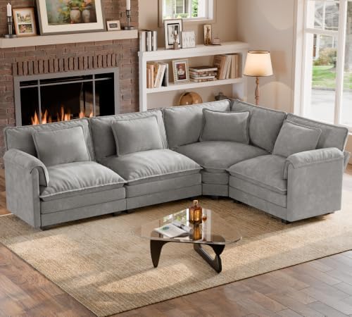 ELUCHANG 114" Oversized Modular Sectional Sofa, Comfy Chenille Cloud Couch by ELUCHANG