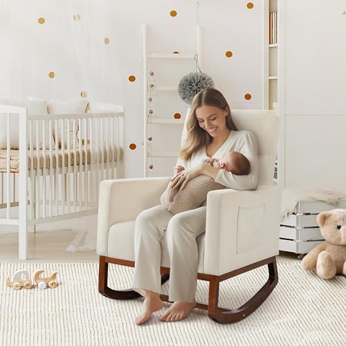 Yaheetech 28in Wide Padded High Back Nursery Rocking Chair - Image 3
