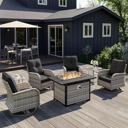 7Pcs Patio Rocking Swivel Chair by MuphyersPatioFurniture