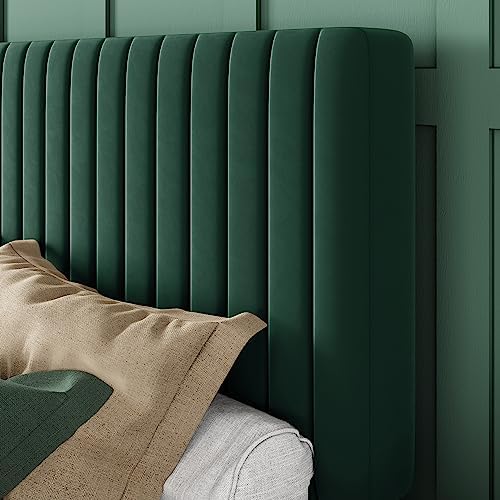 Allewie King Bed Frame, Velvet Upholstered Platform Bed - Image 4