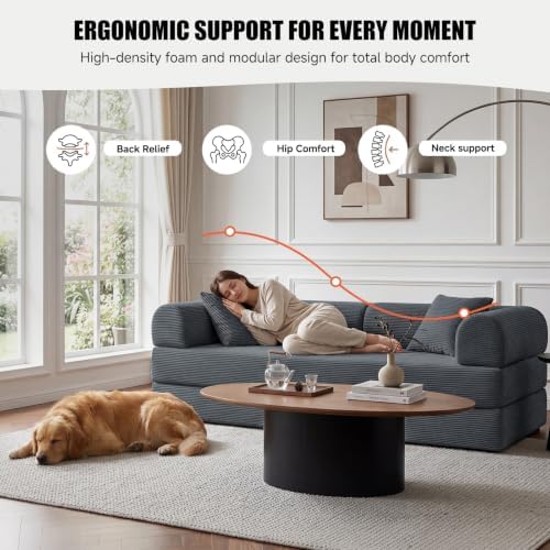 79" Memory Foam Sofa Bed, Convertible Futon Boneless Couch - Image 4