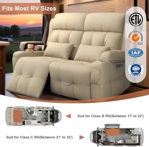 RV Loveseat Recliner Sofa, Wall Hugger Reclining RV Couch - Image 4