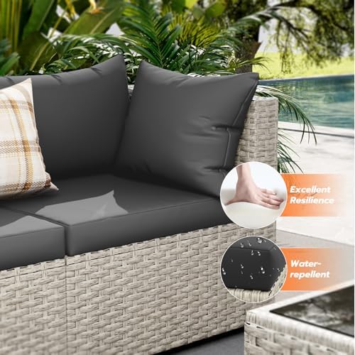 UDPATIO Outdoor Patio Furniture Set 7 Pcs Wicker Sectional Sofa Black - Image 2