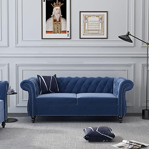 ORRD Chesterfield Loveseat, Modern Velvet Sofa Tufted Couch 2 Seater - Image 4