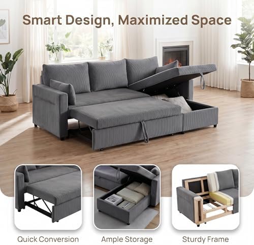 NicBex 85'' Queen 3-Seat Pull Out Sleeper Sofa Bed - Image 4