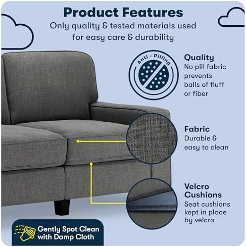 Serta Palisades 61" Track Arm Sofa, Easy Care Polyester, Soft Pillow Back - Image 3