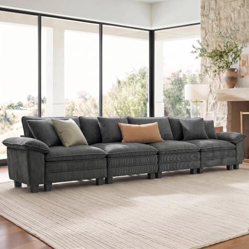 SUNSHINE VALLEY 157.5" 4-Seat Straight Modular Cloud Couch Sectional Sofa by SUNSHINEVALLEY