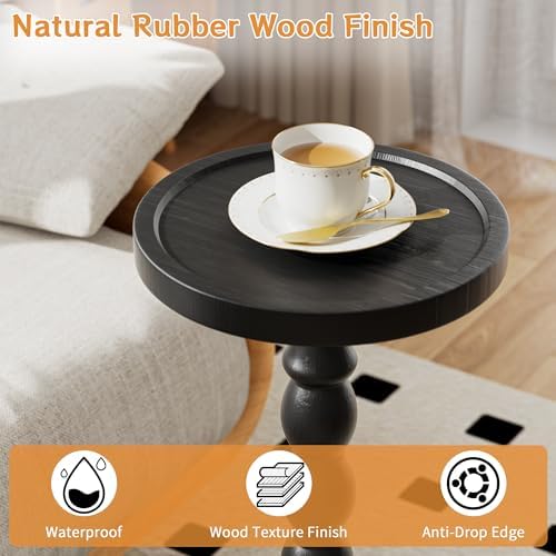 Small Round Side Table, Rubberwood‌ Drink Table - Image 4