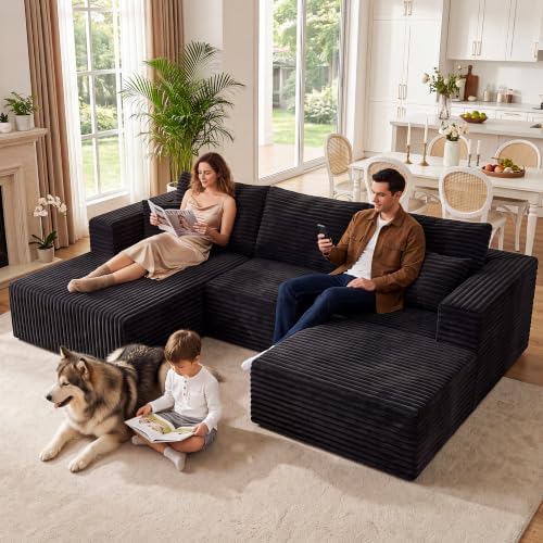 92.5" U-Shaped Boneless Modular Sectional Sofa, 3 Seater Sofa - Image 3