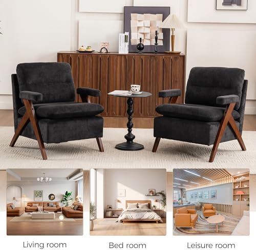 Mid Century Modern Accent Chair, Comfy Solid Wood Armchair - Image 7