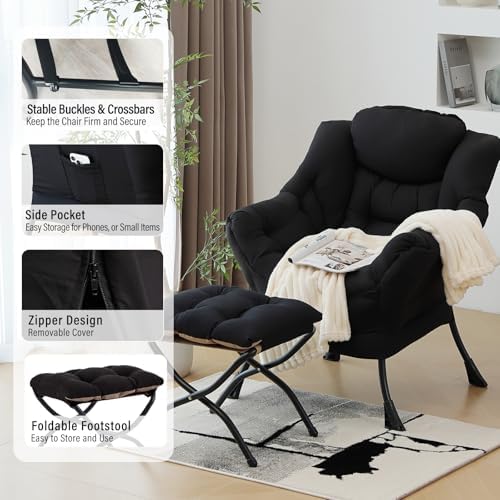 Furlide Lazy Chair with Ottoman, Soft Comfy Chair - Image 5