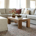 Plank+Beam Modern Coffee Table, 48 Inch, Rectangular, Pecan Wirebrush by PlankBeam