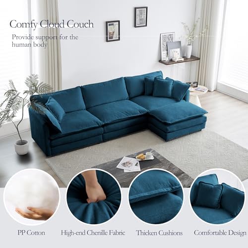 GNIXUU 111.5" Blue L Shaped Cloud Modular Sectional Sofa - Image 4