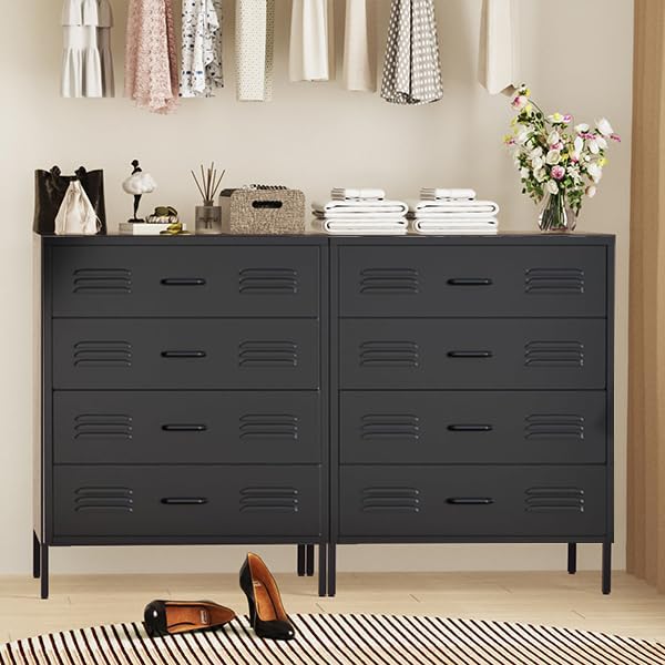 COFaR Metal Dresser for Bedroom, 40in Tall Black Metallic Bedroom Dresser - Image 2