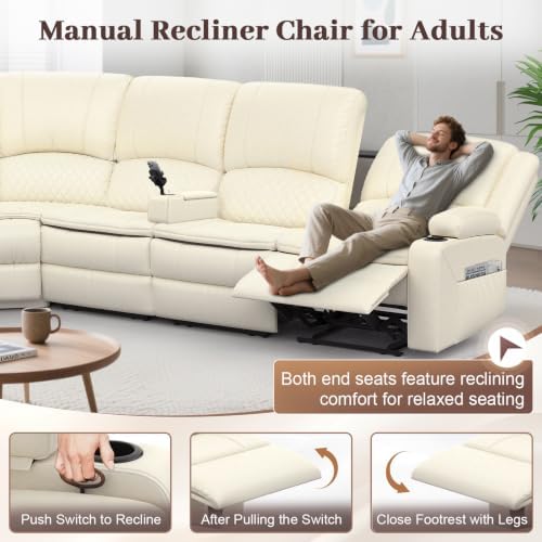 6 Seater Reclining Sofa Set, Modern Living Room Couch Set - Image 3