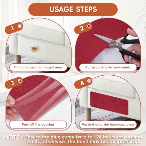 Linen Fabric Repair Tape 4x79 Inch, Self Adhesive Couch Patch Repair Fabric Tape - Image 4