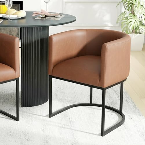 HNY Mid Century Modern Upholstered Barrel Dining Chair by HNY