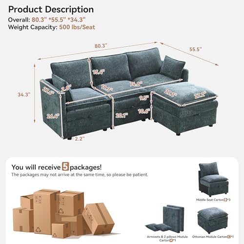80" Sectional L Shape Sofa - Image 2