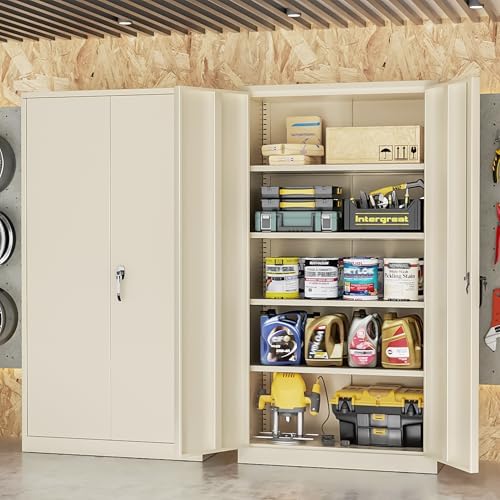 INTERGREAT Metal Storage Cabinet Doors, Tall Lockable Steel Cabinets - Image 2