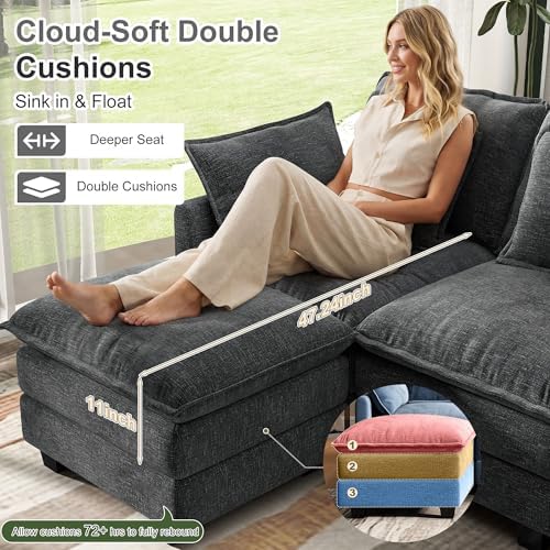 Hanherry 107" Cloud Couch Sectional Modular Sofa, Deep Seat Couches - Image 4