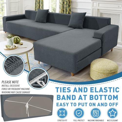 ZNSAYOTX Sectional Couch Covers, Stretch Jacquard Slipcovers - Image 3