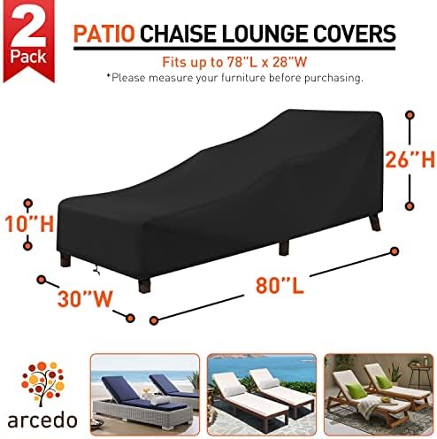 Arcedo Patio Chaise Lounge Cover Waterproof 4 Pack - Image 2