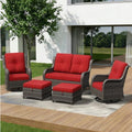 5 Piece Outdoor Wicker Patio Furniture Set, Outdoor Swivel Rocker Patio Chairs by Gardenbee