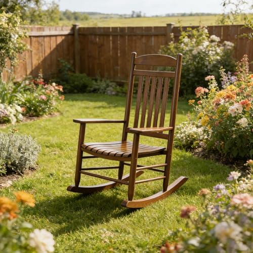 Wooden Outdoor Rocking Chair, Weatherproof Oversized Rocking Chair, Heavy Duty - Image 5