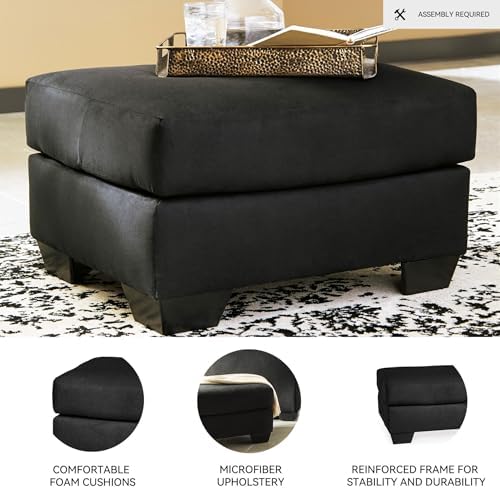 Signature Design by Ashley Black Microfiber Ottoman, 31x25 in - Image 4