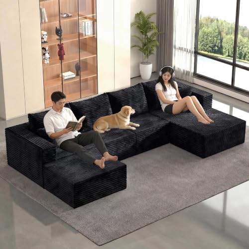 138" Modular Sectional Sofa, U-Shaped Cloud Couch - Image 3