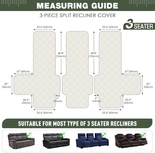TAOCOCO 100% Waterproof Recliner Sofa Cover, Non Slip Split Couch Covers - Image 2