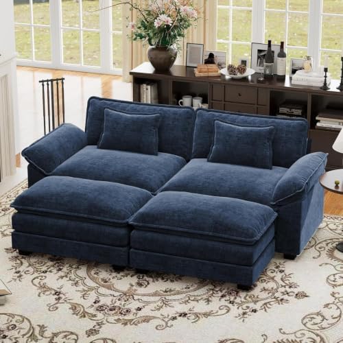 CDCASA 86" Modular Sectional Sofa, Comfy Cloud Couch w/ 2 Movable Ottoman by CDCASA