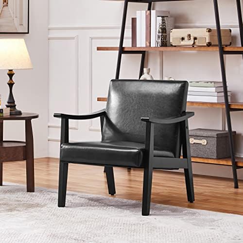 Yaheetech Accent Chairs, Mid-Century Faux Leather Armchairs - Image 2