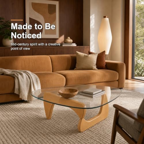 EASYSOUL 44.88-Inch Mid-Century Modern Triangle Glass Coffee Table - Image 6