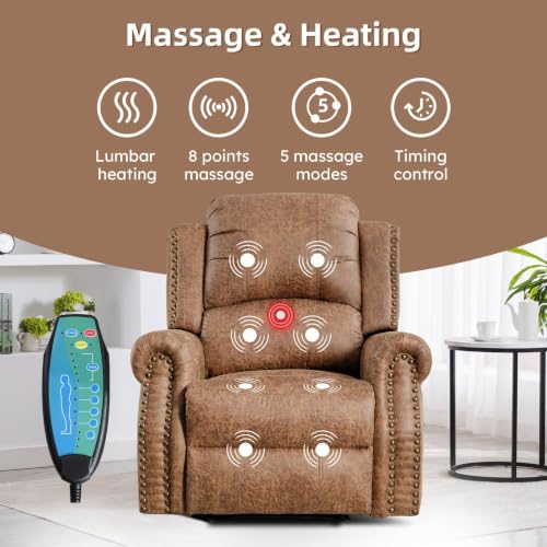 EBELLO 2-Piece Manual Recliner Sofa Set, Faux Leather 2 Message Single Recliner - Image 4