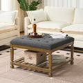 Befurtori Ottoman with Storage Bench, Linen Ottoman Coffee Table, Dark Gray by Befurtori