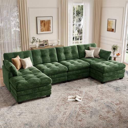 116.5" Modular Sectional Cloud Couch, U Shaped Tufted Sofa by Unknown